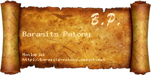 Barasits Patony névjegykártya